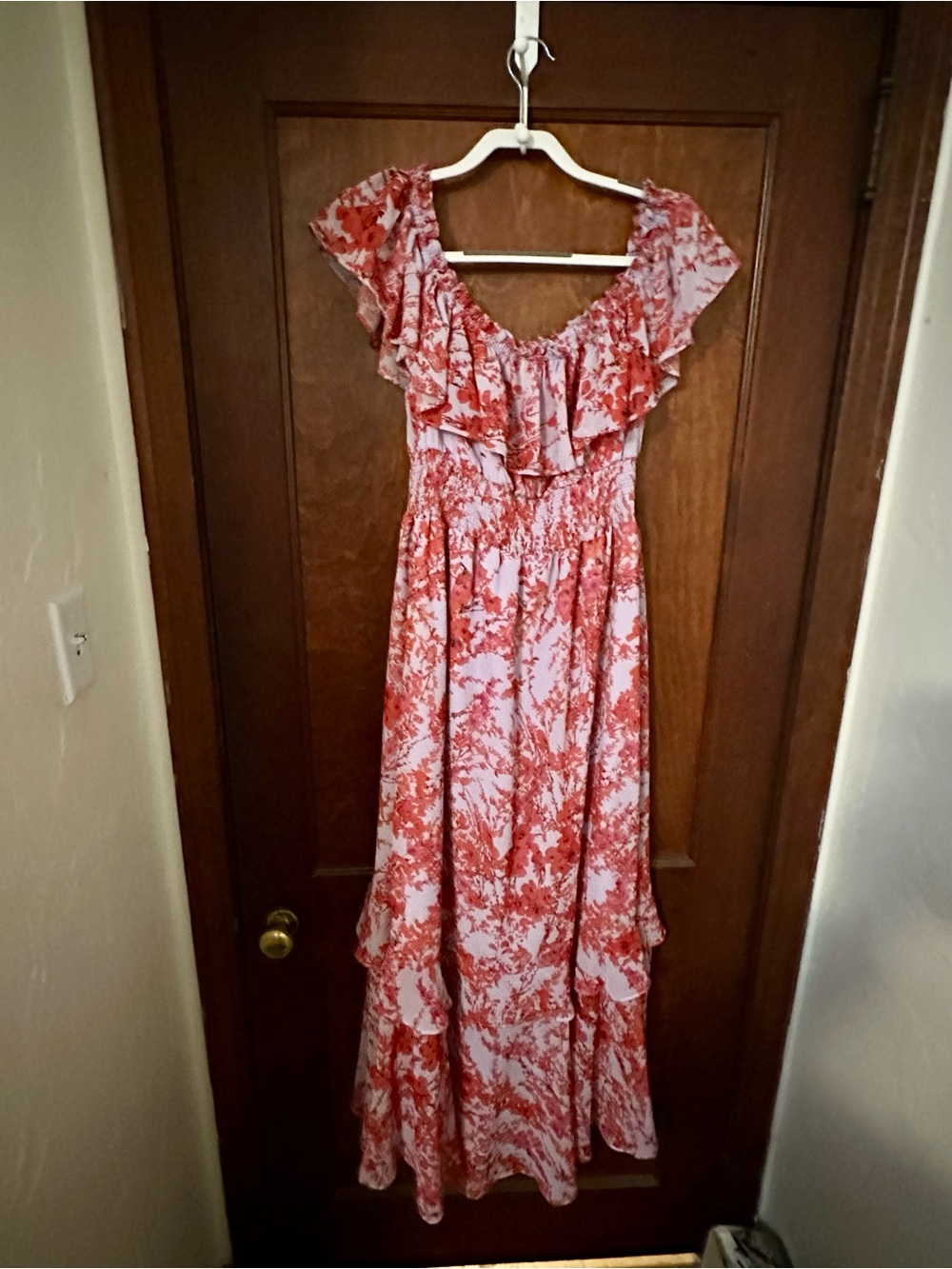 Sachin & Babi Riley Ruffled Off-Shoulder Chiffon Gown Size 10 - Picture 5 of 7
